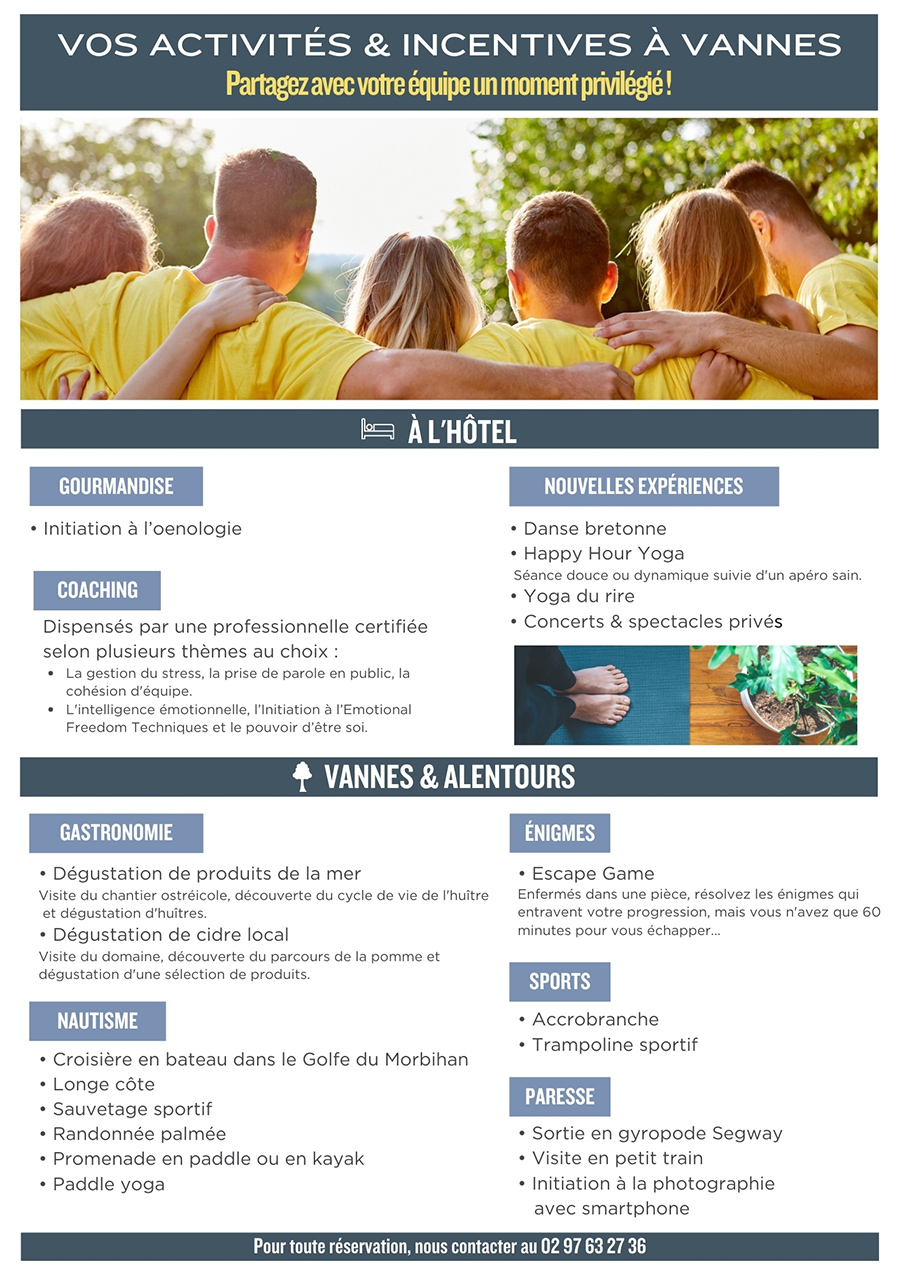 Brochure activités team building et incentives à Vannes