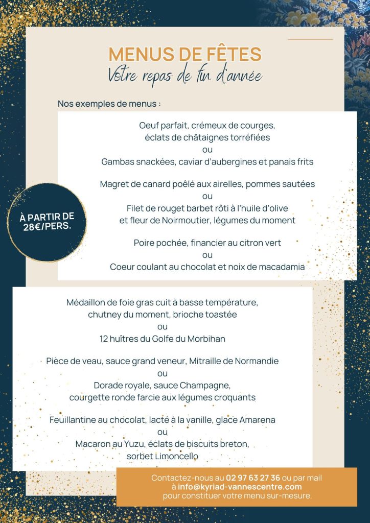 SUS COMIDAS DE FIN DE AÑO - Restaurant Vannes | comidas de fin de año comida de fin de curso